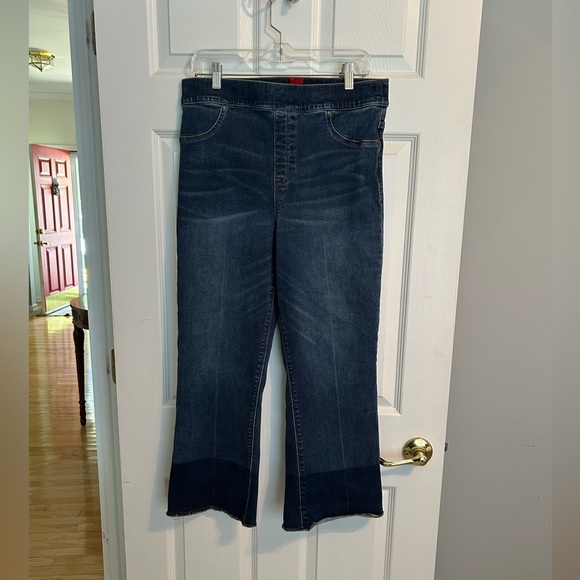 SPANX Medium Wash Raw Hem Cropped Flare Jeans - Picture 3 of 9